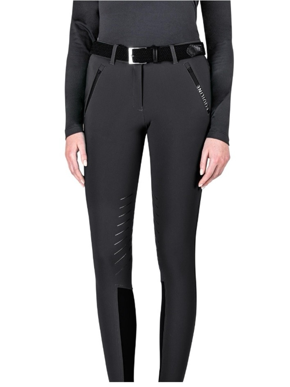Equiline ChoiceK High Waist Knee Grip Breech in 4 Seasons B Move Black  Sz IT 42
